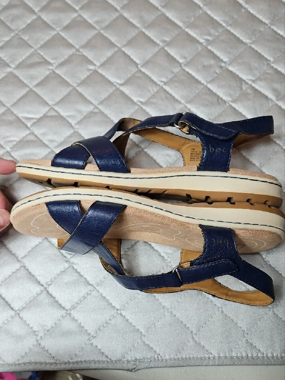 b.o.c. Navy Leather Cross-Strap Sandals